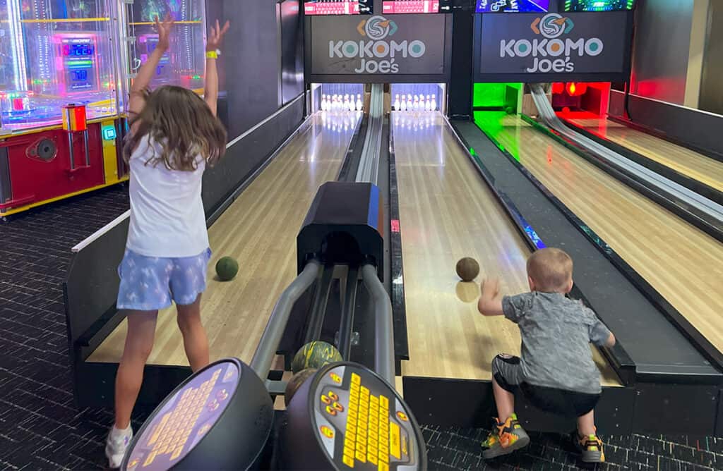 Mini bowling lanes at Kokomo Joe's